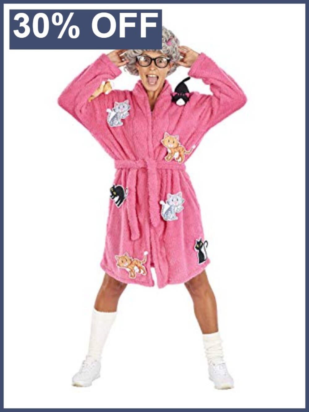 Crazy Cat Lady Adult Costume Robe & Wig Set One Size Fits Most